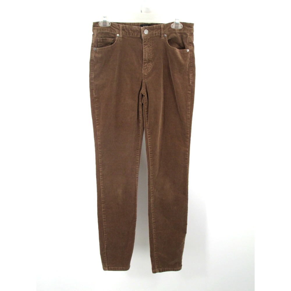WELL WORN Corduroy Pants Women 6/28 Brown Straight Leg Pockets Stretch Mid Rise